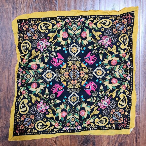 Square elephant print cotton scarf - Picture 1 of 5